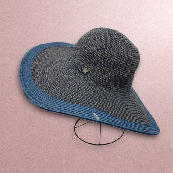 NEW Blue Woven Floppy Summer UPF 50+ Boho Hat by Madrid Hats Easy Pack Easy Wear - Picture 11 of 11